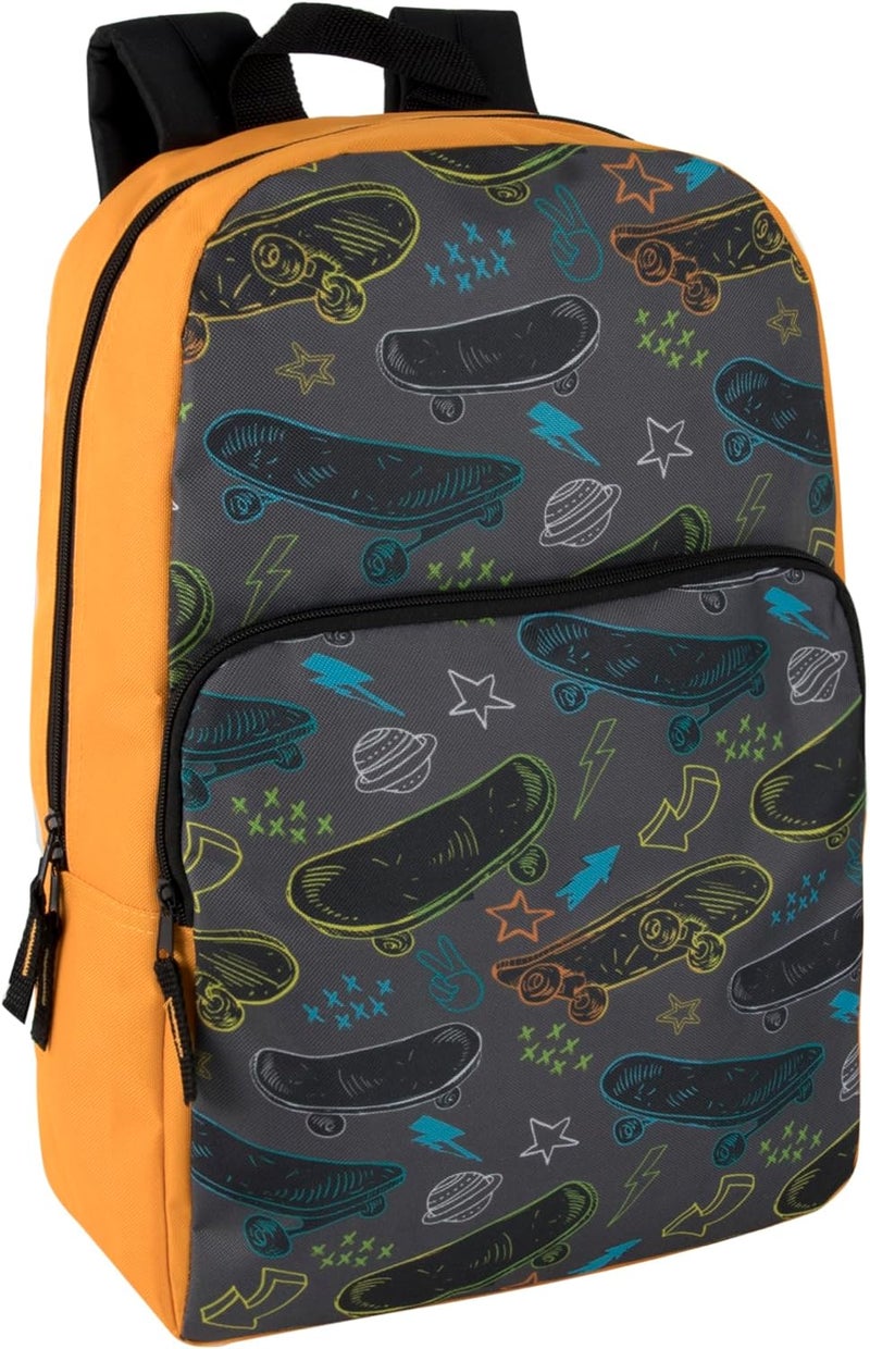 Trailmaker Fun School Backpack for Elementary Middle School Girls and Boys | 17 Inch Printed Backpacks for School Kids, Travel (Fun at the Skatepark) - Image 1